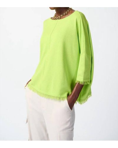 Joseph Ribkoff Soft Knit Poncho With Fringes - Green