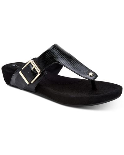 Giani Bernini Rivver Sandals Buckle Thong Sandals - Black