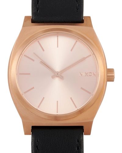 Nixon Time Teller Leather All Rose Gold 37 Mm Stainless Steel Ladies Watch A045 1932 - Multicolor