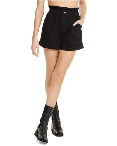 Danielle Bernstein Cuffed Paperbag Shorts - Black