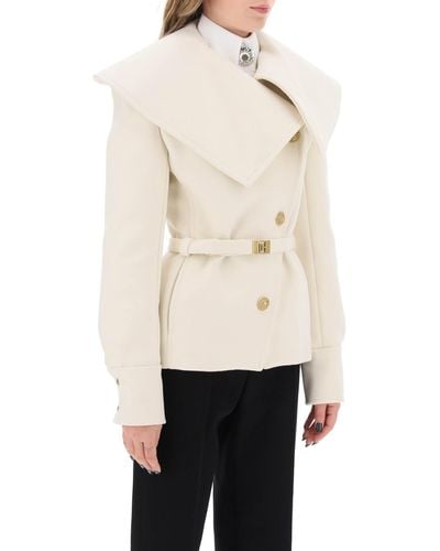 Balmain Belted Double-breasted Peacoat - Natural