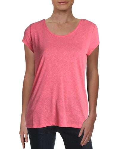 French Connection Linen Blend Jewel Neck T-shirt - Pink