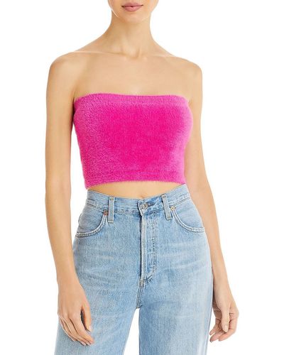 Wayf Tube Top Faux Fur Strapless Top - Pink