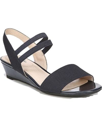 LifeStride Yolo Solid Ankle Strap Wedge Sandals - Blue