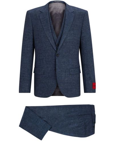 HUGO Slim-fit Three-piece Suit - Blue