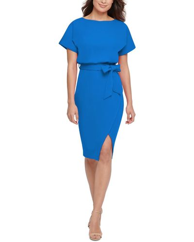 Kensie Roundneck Knee-length Cocktail And Party Dress - Blue