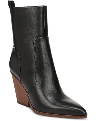 Veronica Beard Logan Leather Zipper Ankle Boots - Black