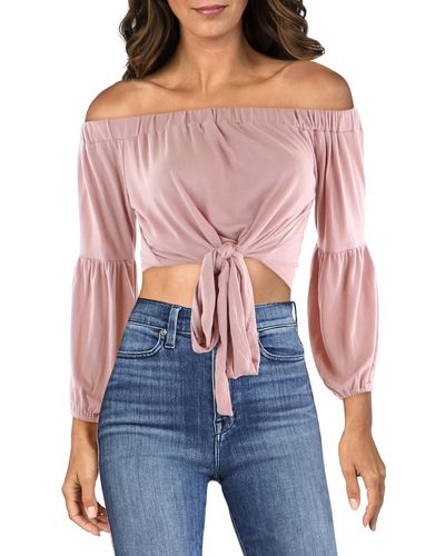 L*Space Three Quarter Sleeves Front Tie Off The Shoulder - Red