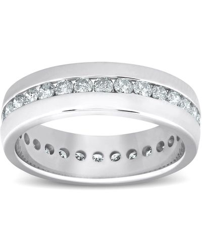Pompeii3 1 1/2 Ct Channel Set High Polished Comfort Fit Wedding Band Eternity Ring - Metallic