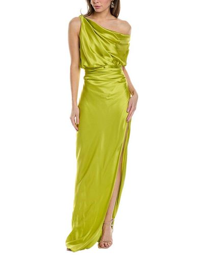 The Sei Asymmetrical Silk Gown - Green