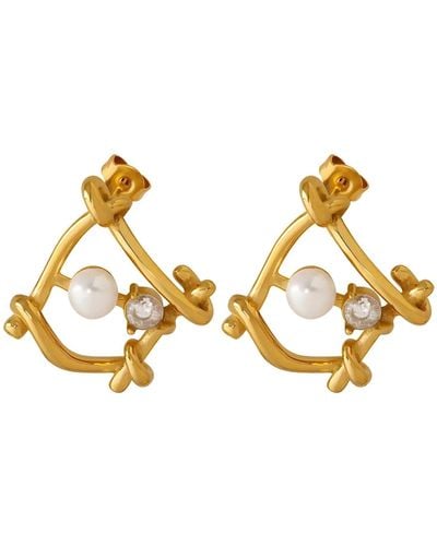 Akalia Around Pearls Earrings - Metallic