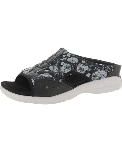Easy Spirit Traciee Cut Out Floral Print Slide Sandals - Black