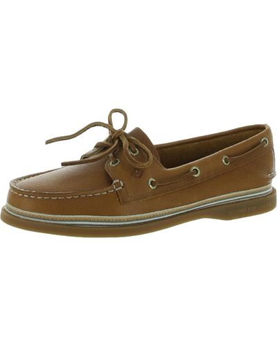 Sperry Top-Sider Authentic Original 2 Eye Leather Round Toe Boat Shoes - Brown