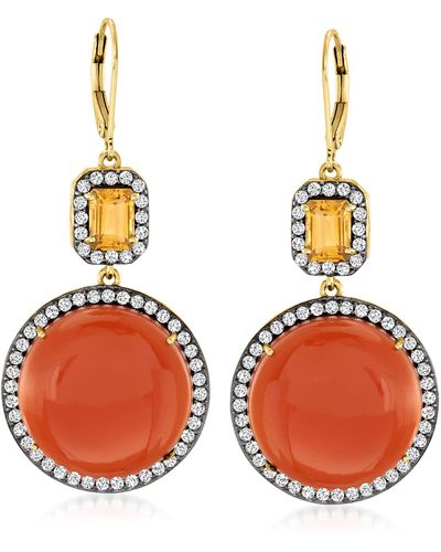 Ross-Simons Carnelian And Multi-gem Drop Earrings - Orange