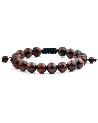 Crucible Jewelry Crucible Los Angeles Tiger Eye 10mm Polished Natural Stone Bead Adjustable Bracelet - Brown