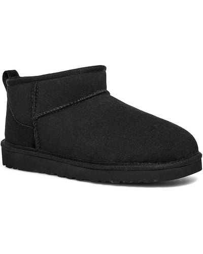 UGG Classic Ultra Mini Leather Cold Weather Chukka Boots - Black