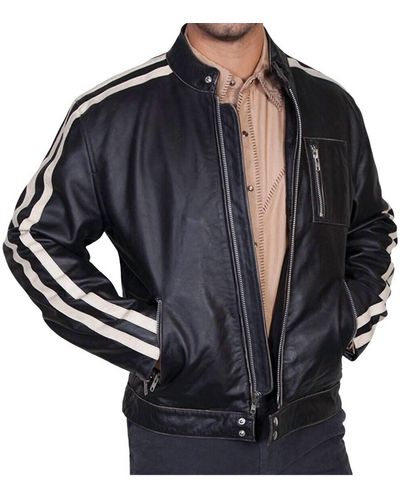 Scully Sanded Calf Racing Jacket - Black