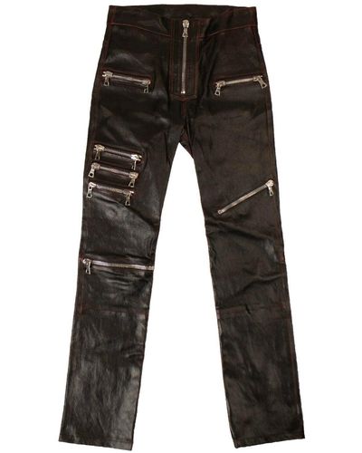 Unravel Project Leather Multi Zip Skinny Pants - Black