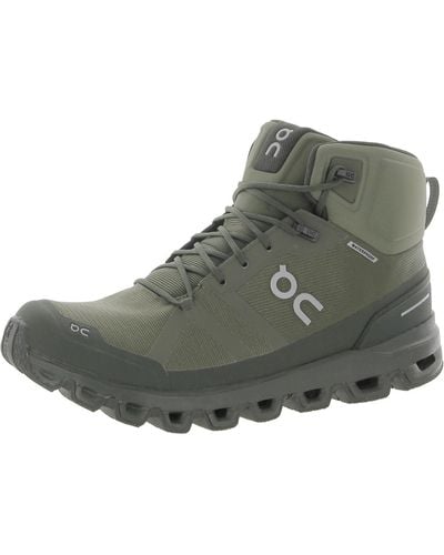 On Shoes Cloudrock Waterproof Outdoor High Top Athletic And Training Shoes - Gray