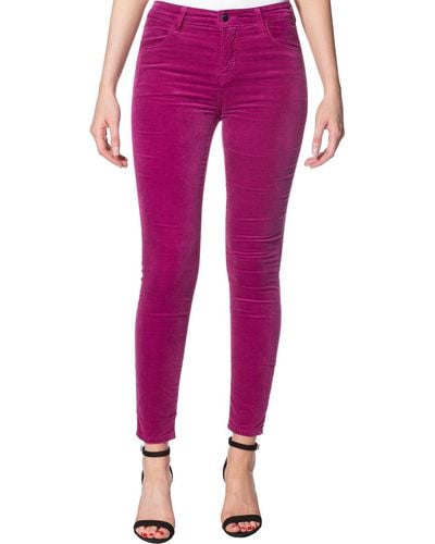 J Brand Alana Velvet Color Wash Skinny Crop Jeans - Pink