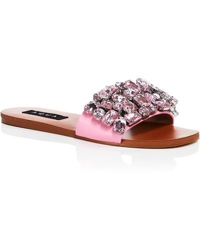 Aqua Paris Faux Leather Flat Slide Sandals - Pink