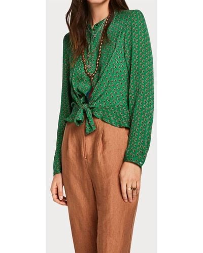 Scotch & Soda Top With Tie Detail - Green