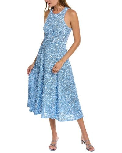 Michael Kors Pailette-embellished Flare Dress - Blue