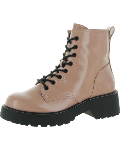 Madden Girl Carra Lace-up Lug Sole Ankle Boots - Natural