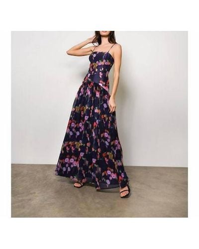Hutch Imogen Dress In Navy Whimsy Watercolor Floral - Blue
