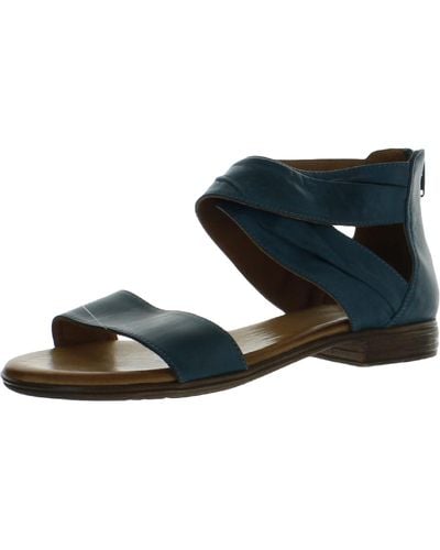 Miz Mooz Daphne Leather Ankle Strap Flat Sandals - Black