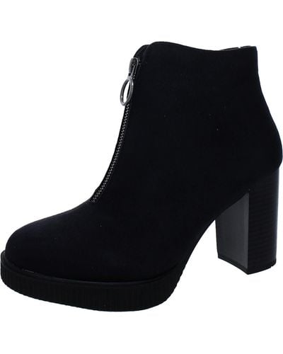 White Mountain Thoughtful Faux Suede Platform Ankle Boots - Black