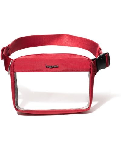 Baggallini Clear Stadium Belt Bag Sling - Red