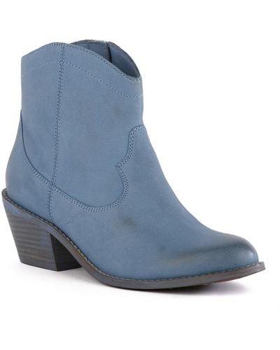 Seychelles Under The Stars Nubuck Round Toe Ankle Boots - Blue