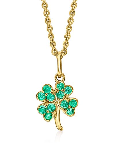 Ross-Simons Emerald 4-leaf Clover Pendant Necklace - Metallic
