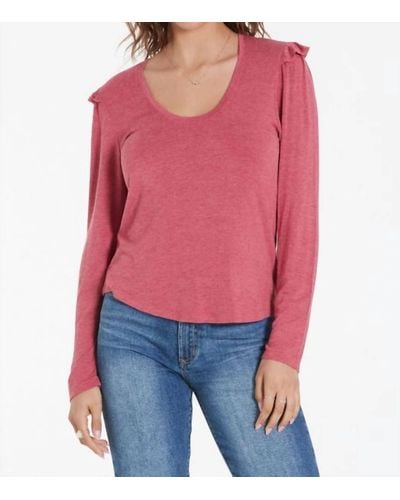 Another Love Crystal Ruffle Long Sleeve - Red