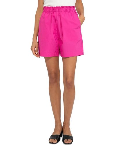 Sanctuary Poplin Cotton Solid Casual Shorts - Pink
