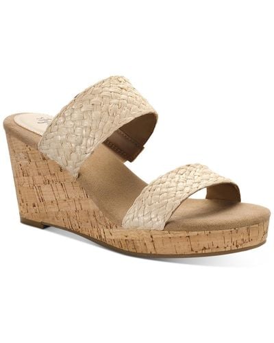 Style & Co. Daliaa Faux Leather Woven Wedge Sandals - Natural