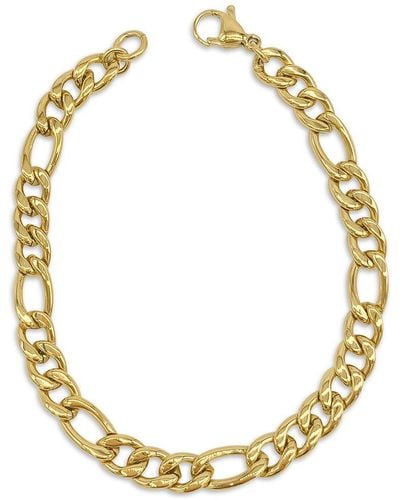 Adornia 7mm Figaro Chain Bracelet Gold 9" - Yellow