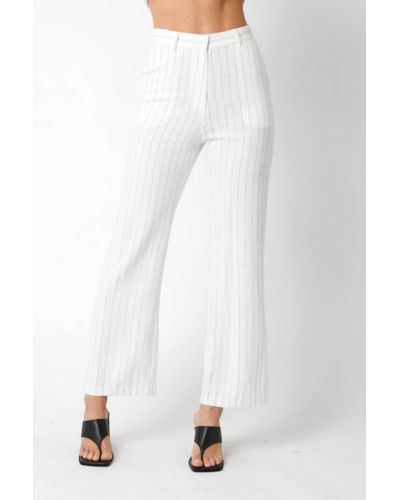 Olivaceous Pinstripe Pants - White
