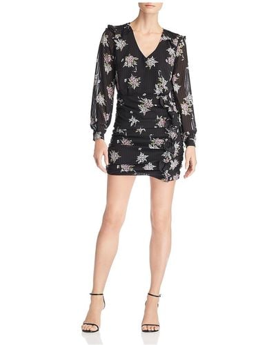 Heartloom Anthea Floral Print Ruched Party Dress - Black