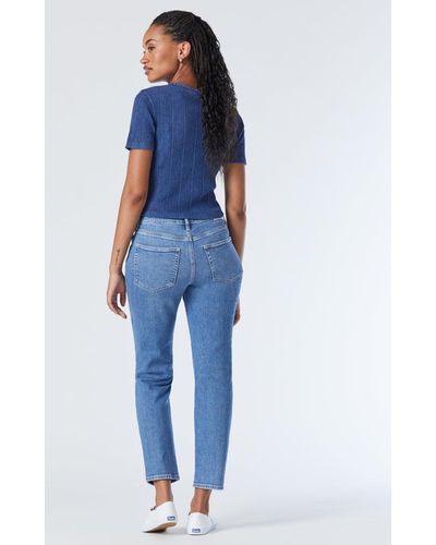 Mavi Soho Girlfriend Jeans In Mid Distressed Recycled Blue