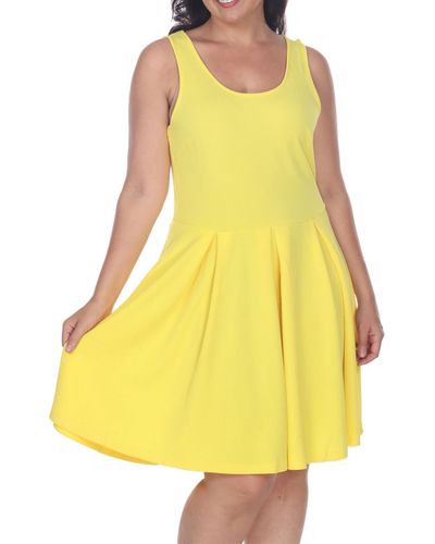 White Mark Plus Party Short Fit & Flare Dress - Yellow
