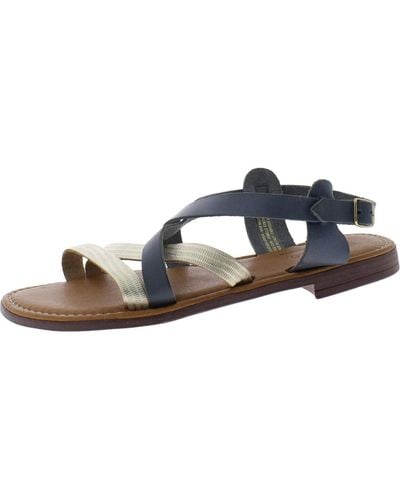 Bos. & Co. Ionna Leather Ankle Strap Slingback Sandals - Blue