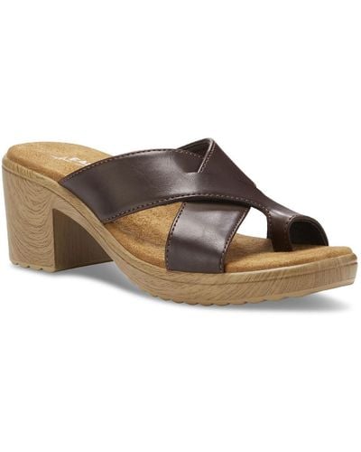 Eastland Liza Faux Leather Criss-cross Front Heel Sandals - Brown
