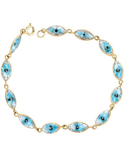 Ariana Rabbani Evil Eyes Marquise Bracelet Yellow - Blue