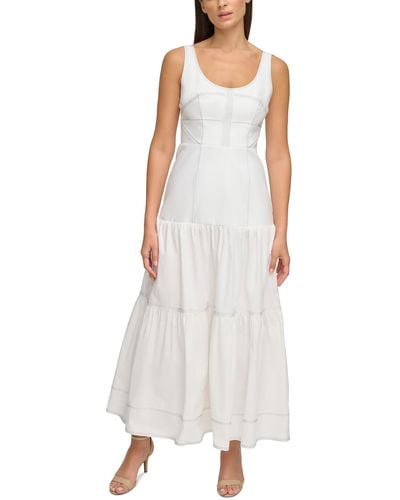 Donna Karan Sleeveless Long Maxi Dress - White