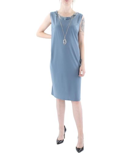 R & M Richards Knit Sleeveless Sheath Dress - Blue