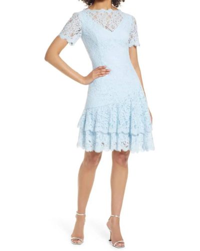 Shani Double Ruffle Lace Dress - Blue