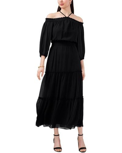 1.STATE Crepe Cut-out Maxi Dress - Black