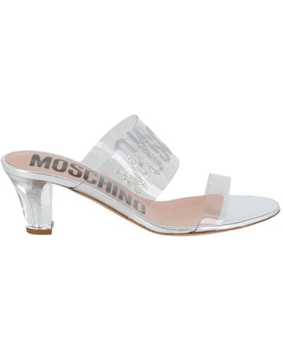 Moschino Glitter Logo Heel Sandals - White